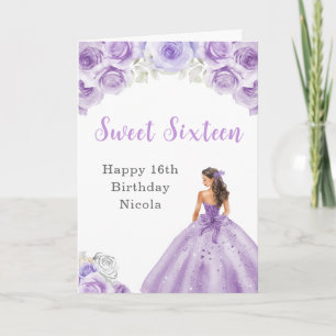 Prinses in Paarse jurk Sweet Sixteen Birthday Kaart