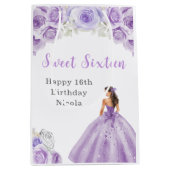 Prinses in Paarse jurk Sweet Sixteen Birthday Medium Cadeauzakje (Voorkant)