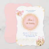 Prinses in Prink Uitnodiging voor verjaardag (Voorkant / Achterkant)