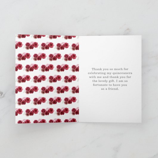 Prinses in rode jurk Quinceanera Bedankt (Binnen)