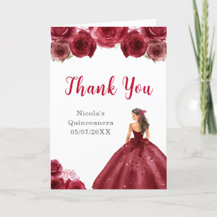Prinses in rode jurk Quinceanera Bedankt
