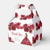 Prinses in rode jurk Quinceanera Bedankt Bedankdoosjes (Achterkant)