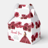 Prinses in rode jurk Quinceanera Bedankt Bedankdoosjes (Voorkant Zijde)