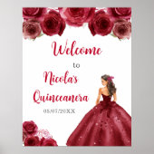 Prinses in rode jurk Quinceanera Welkom Poster (Voorkant)
