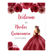 Prinses in rode jurk Quinceanera Welkom