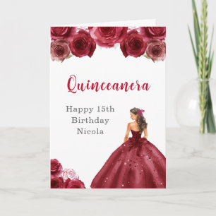 Prinses in rode jurk Sweet Quinceanera Kaart