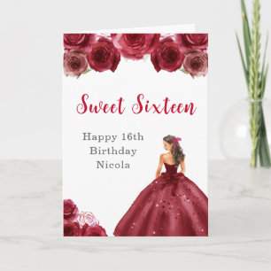 Prinses in rode jurk Sweet Sixteen Birthday Kaart
