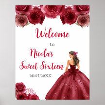 Prinses in rode jurk Sweet Sixteen Welkom