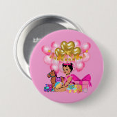 Prinses in Roze Ronde Button 7,6 Cm (Voorkant /achterkant)