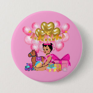 Prinses in Roze Ronde Button 7,6 Cm