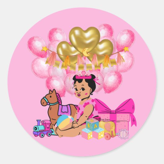 Prinses in Roze Ronde Sticker (Voorkant)