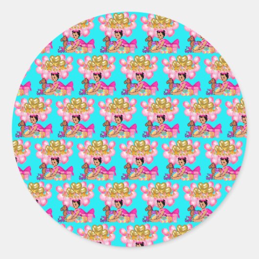 Prinses in Roze Ronde Sticker (Voorkant)