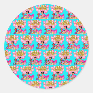 Prinses in Roze Ronde Sticker