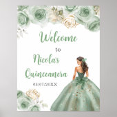 Prinses in Sage Green Dress Quinceanera Welkom Poster (Voorkant)
