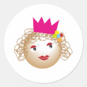 prinses in sprookje, bruidsfeest, verjaardag ronde sticker (Voorkant)