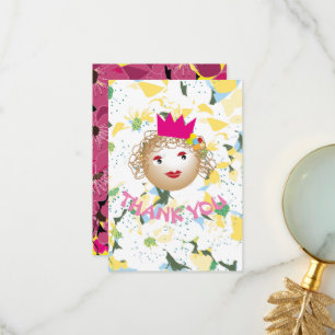 prinses in sprookje,gelukkige verjaardag,florale b bedankkaart