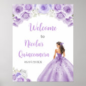 Prinses in stoffige Paarse jurk Quinceanera Welkom Poster (Voorkant)