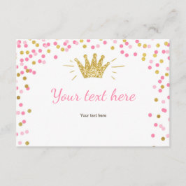 Prinses Insert kaart Meisje Roze Goud Douche