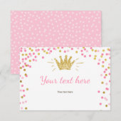 Prinses Insert kaart Meisje Roze Goud Douche (Voorkant / Achterkant)
