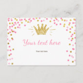 Prinses Insert kaart Meisje Roze Goud Douche (Voorkant)