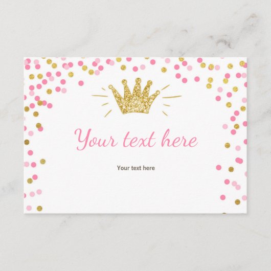 Prinses Insert kaart Meisje Roze Goud Douche (Voorkant)