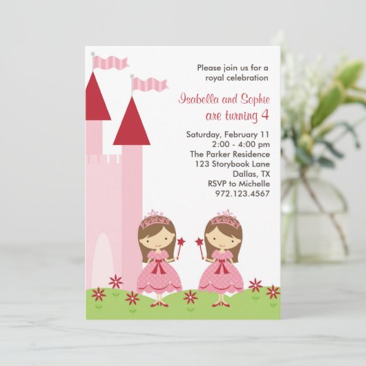  Prinses Invitation Kaart (Staand voorkant)