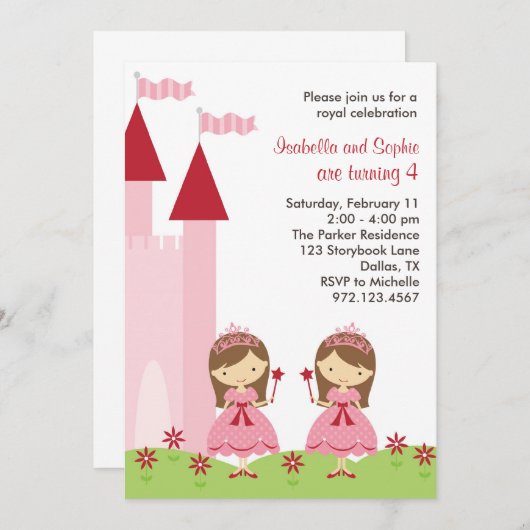 Prinses Invitation Kaart (Voorkant / Achterkant)
