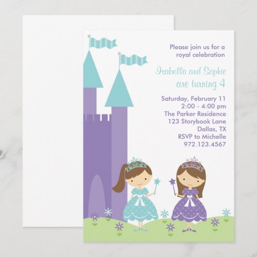  Prinses Invitation Kaart (Voorkant / Achterkant)