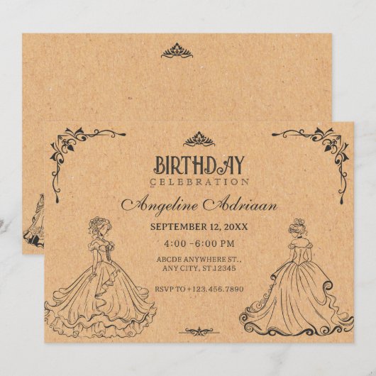  prinses jarig kaart (Voorkant / Achterkant)