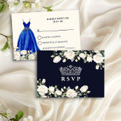 Prinses Jurk en Rozen Royal Blue Quinceanera RSVP Kaartje