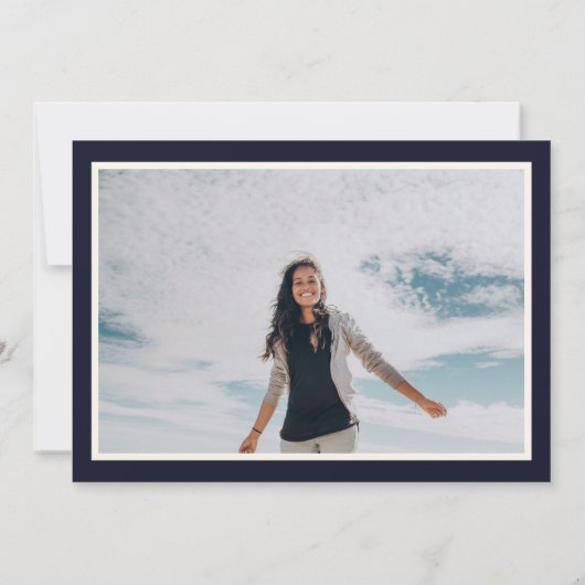 Prinses Jurk en witte rozen Royal Blue Foto Save The Date (Achterkant)