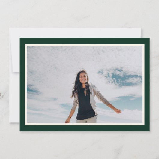 Prinses Jurk en witte rozen Smaragd Groene Foto Save The Date (Achterkant)