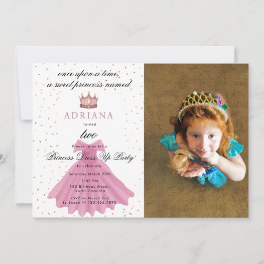 Prinses Jurk Sprookje Custom Foto Verjaardag Kaart (Voorkant)