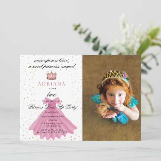 Prinses Jurk Sprookje Custom Foto Verjaardag Kaart (Staand voorkant)