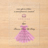 Prinses jurk sprookje eens op een verjaardag acryl uitnodigingen (Voorkant)