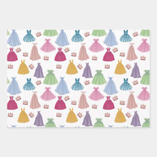 Prinses Jurken Sprookjesachtig Meisje Patroon Inpakpapier Vel (Voorkant 2)