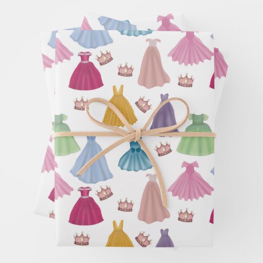 Prinses Jurken Sprookjesachtig Meisje Patroon Inpakpapier Vel (In situ)
