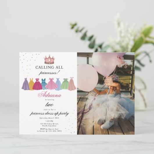 Prinses Jurken Sprookjesjurk Up Foto Verjaardag Kaart (Staand voorkant)