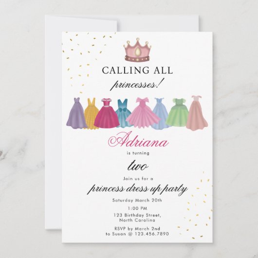 Prinses Jurken Sprookjesjurk Up Meisje Verjaardag Kaart (Voorkant)