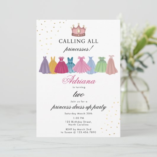 Prinses Jurken Sprookjesjurk Up Meisje Verjaardag Kaart (Staand voorkant)