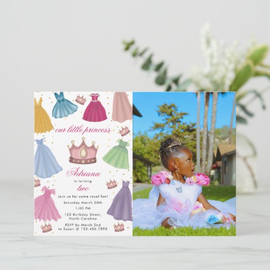 Prinses Jurken Sprookjesmeisje Foto Verjaardag Kaart (Staand voorkant)