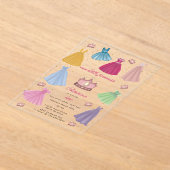Prinses Jurken Sprookjesmeisje Verjaardag Acryl Uitnodigingen (Laagn)