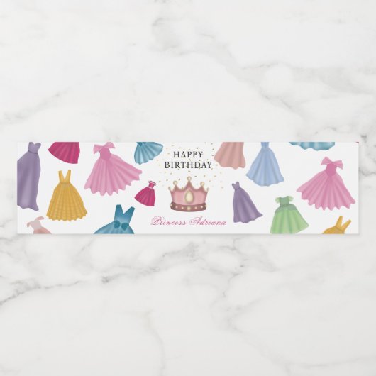 Prinses Jurken Sprookjesmeisje Verjaardag Waterfles Etiket (Enkel label)