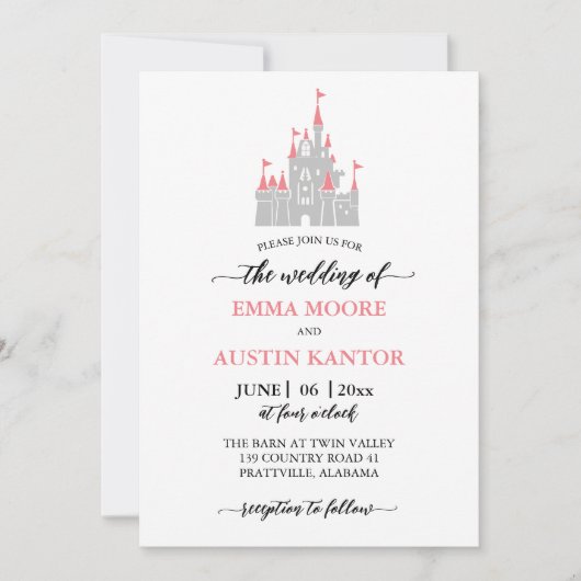 Prinses Kasteel bruiloft uitnodiging (Voorkant)