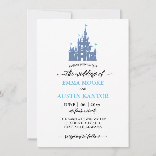 Prinses Kasteel bruiloft uitnodiging (Voorkant)