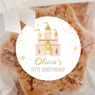 Prinses Kasteel Goud Verjaardagsfeest Ronde Sticker