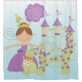 Prinses Kasteel Kikker Prins Dragon Douchegordijn (Voorkant)