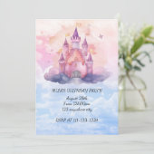 prinses kasteel meisje verjaardag uitnodiging (Staand voorkant)