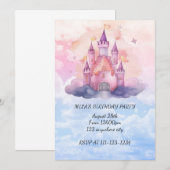 prinses kasteel meisje verjaardag uitnodiging (Voorkant / Achterkant)