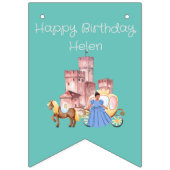 prinses & kasteel met bewerkbare tekst vlaggetjes (Tweede vlag)